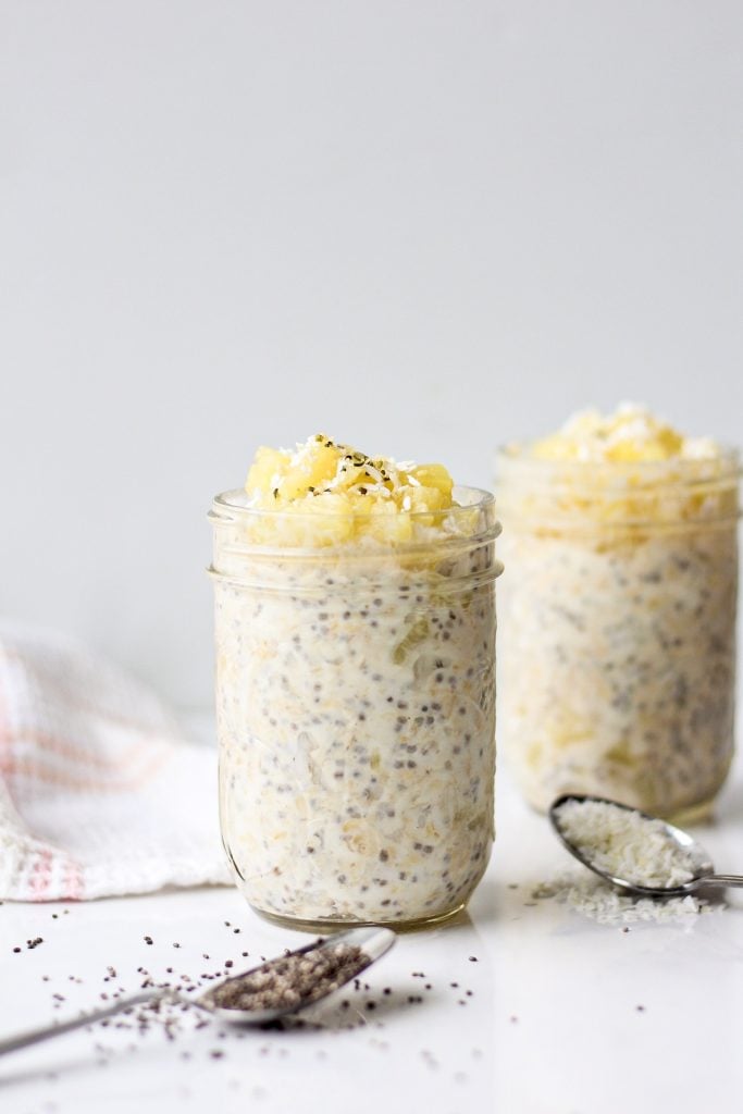 The easiest healthy breakfast - overnight oats! With a tropical twist thanks to pineapple and coconut flavours. 