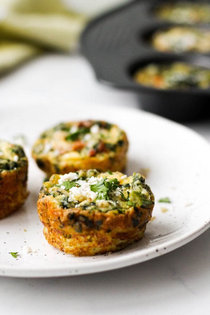 These Vegetarian Egg Muffins are easy to make and great to meal-prep + enjoy all week long! Made with 5 simple ingredients, they're a protein-rich breakfast or snack option.