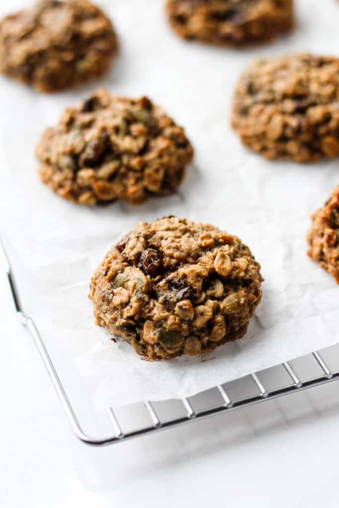 These chewy and healthy breakfast cookies are naturally gluten-free, vegan and low in added sugar! It's a one-bowl recipe and all you need is 30 minutes to make them. Prep these easy Banana Breakfast Cookies for a healthy breakfast all week!