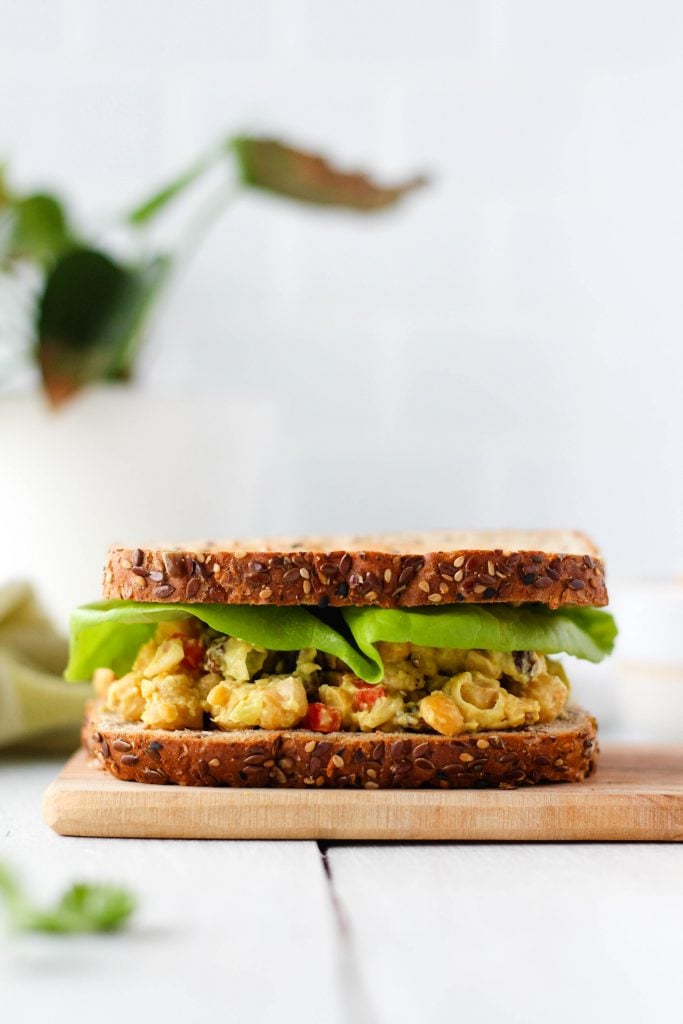 Add this Curry Chickpea Salad to your meal-prep roster! It's simple to make and a perfect healthy lunch option as it's packed with veggies, plant-based protein and fibre. Enjoy on it's own or on a sandwich!