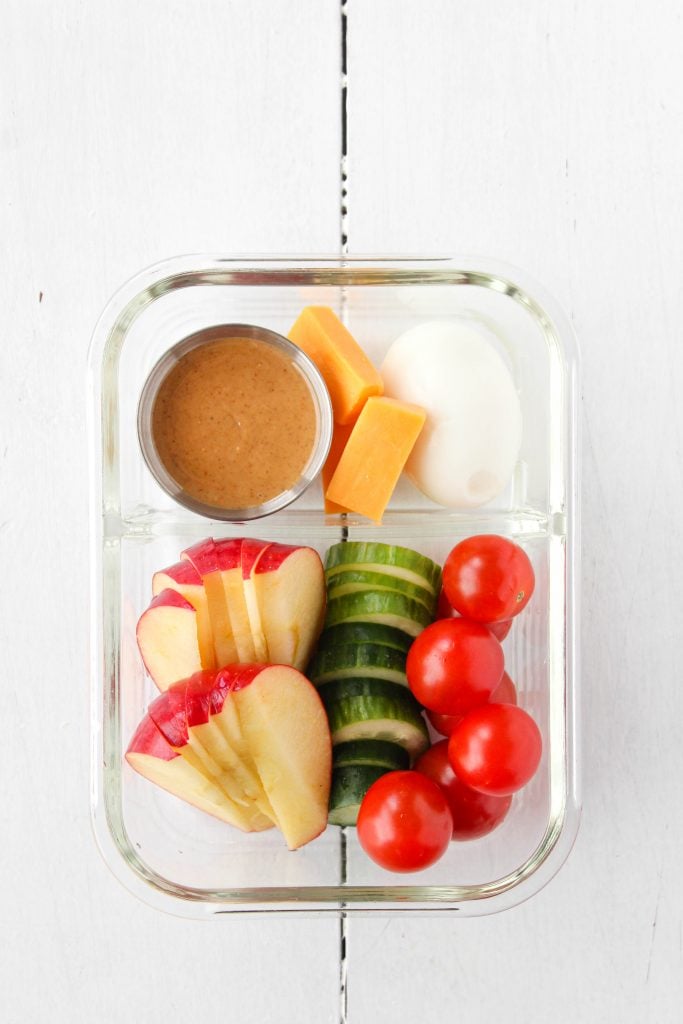 Lunchable packed in a glass bento box container