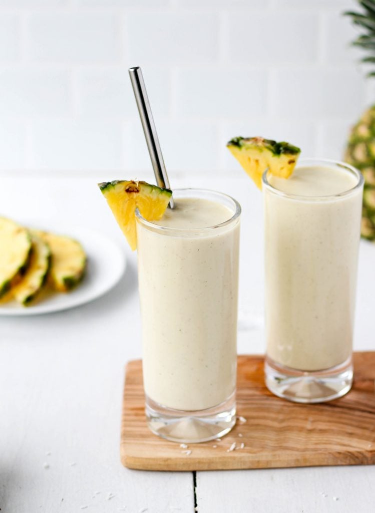 Delicious, nutritious, and refreshing Pina Colada Smoothie recipe! Gluten free with vegan option available.