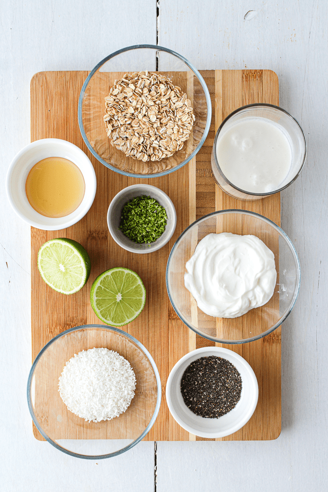 ingredients for key lime overnight oats