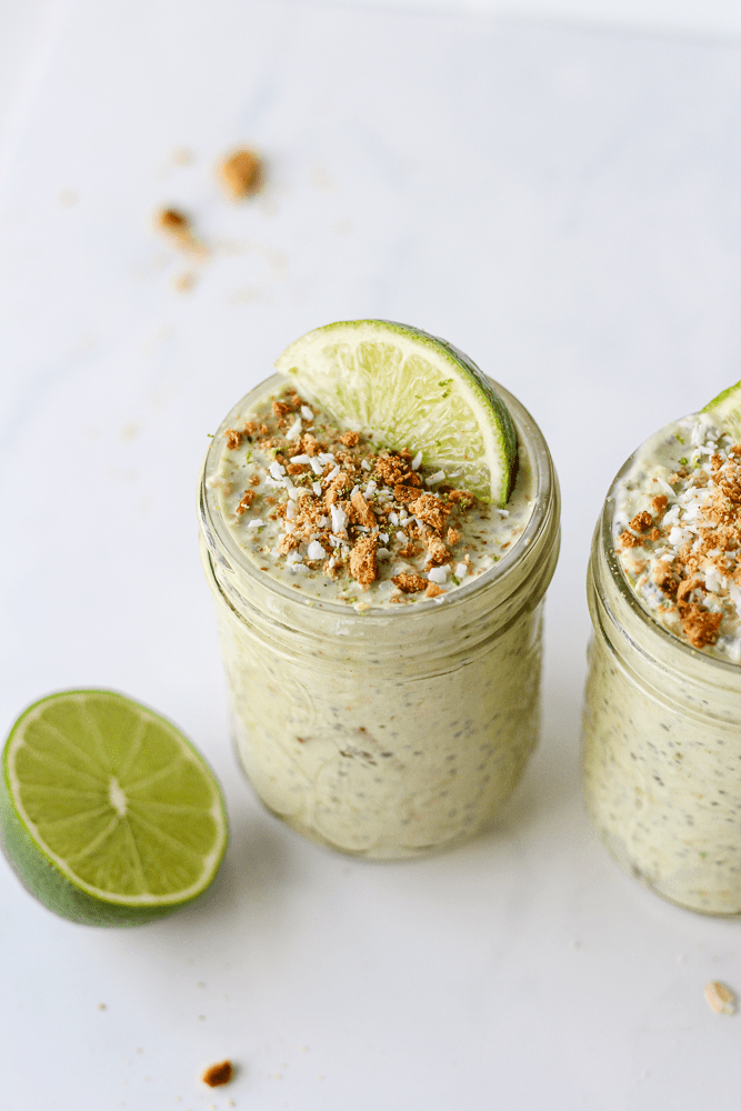 lime overnight oats in a jar
