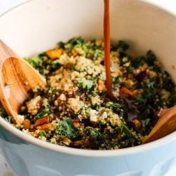 quinoa salad in a bowl with maple dressing