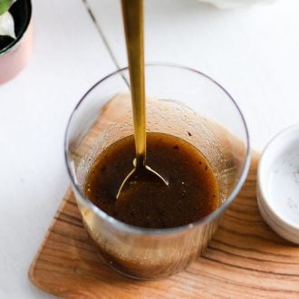 maple balsamic dressing in a jar
