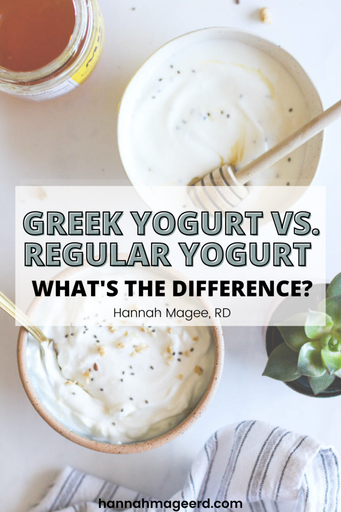 bowl of greek yogurt and bowl of regular yogurt