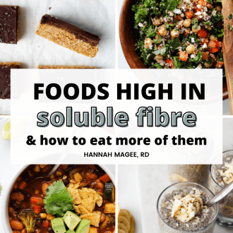 graphic titled foods high in soluble fibre and how to eat more of them with images of food