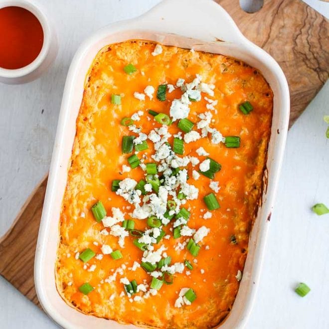 Baked Healthy Buffalo Chicken Dip with Greek Yogurt Hannah Magee RD