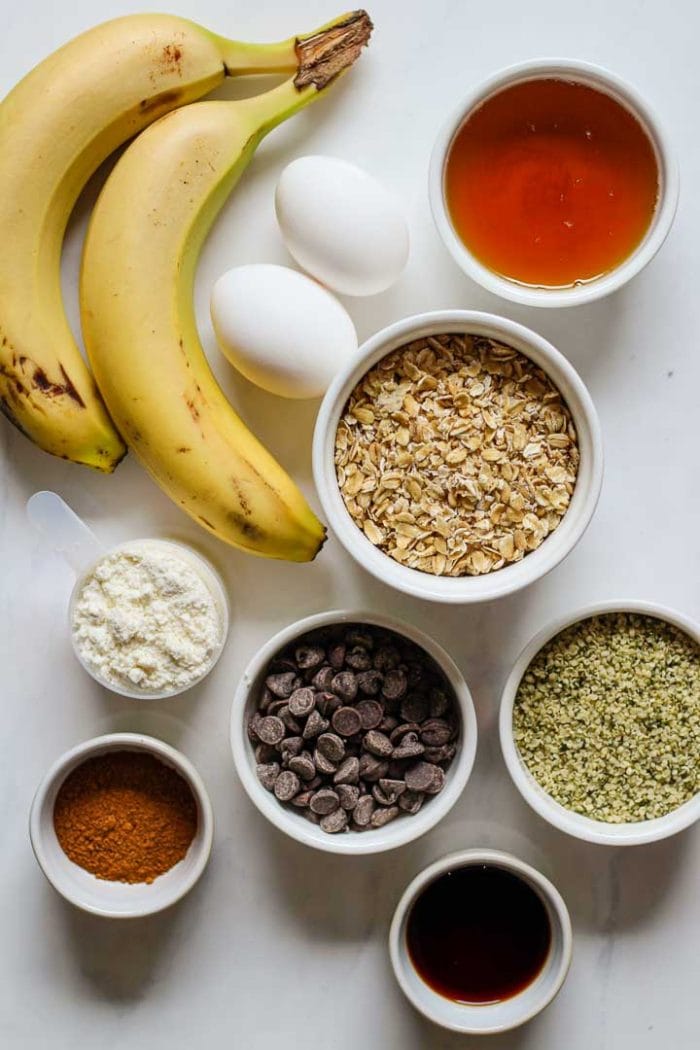 flat-lay image of ingredients for baked oatmeal