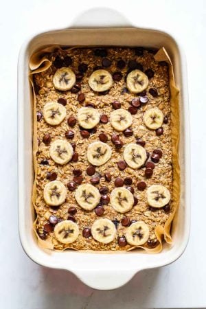 banana bread baked oats in a ban after baking