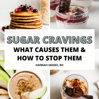 graphic that says "sugar cravings" what causes them and how to stop them"