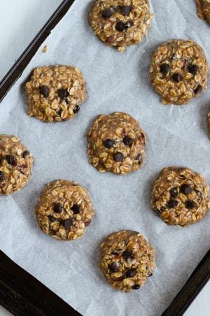 oat breakfast cookies on a baking sheet before baking